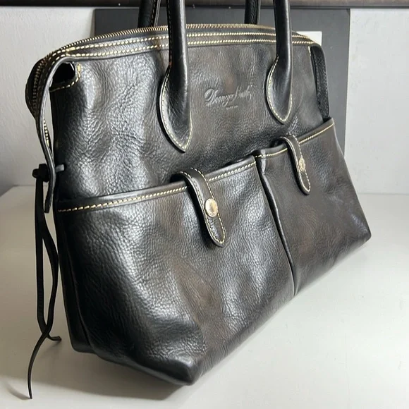 Dooney & Bourke Medium Black Florentine Vacchetta Leather East/West Satchel - Picture 3 of 16